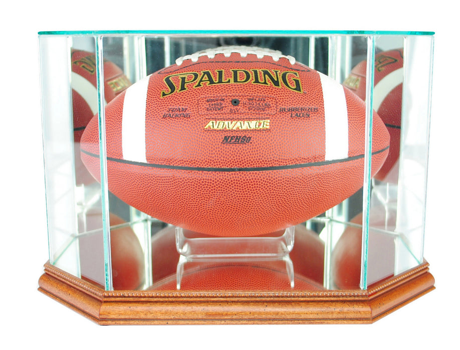 Octagon Football Display Case with Mirrors