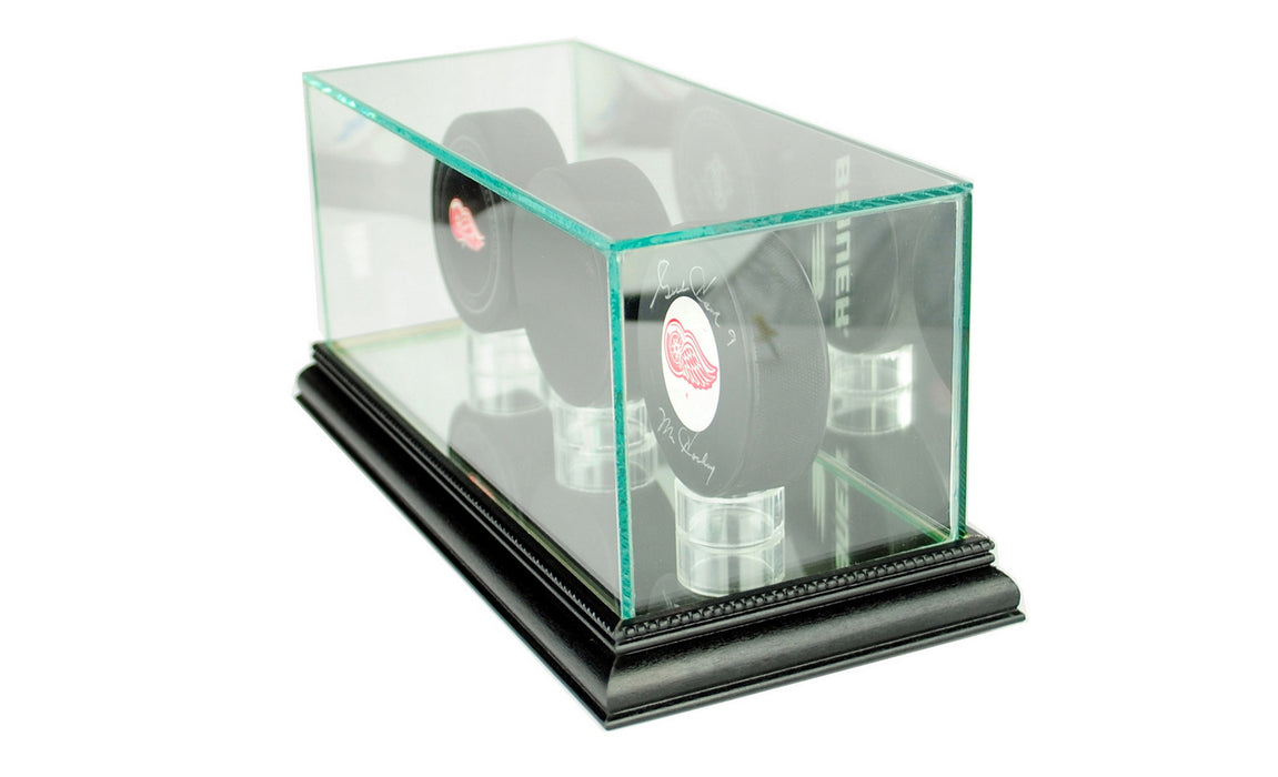 Triple Puck Display Case with Mirrors