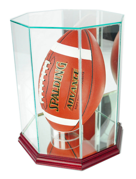 Vertical Octagon Football Display Case with Mirrors