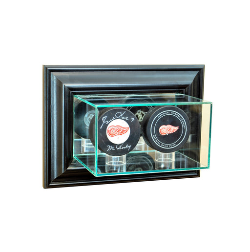 Wall Mounted Double Puck Display Case with Mirrors