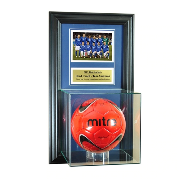 Wall Mounted Soccer Case with 5x7 and Engraving Plate for Individual Award