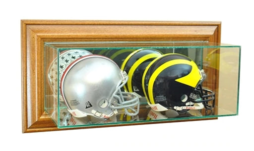 Wall Mounted Double Mini Helmet Display Case with Mirrors