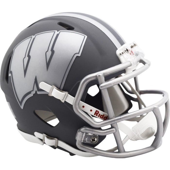 Wisconsin Badgers Riddell Mini Speed Helmet - Slate