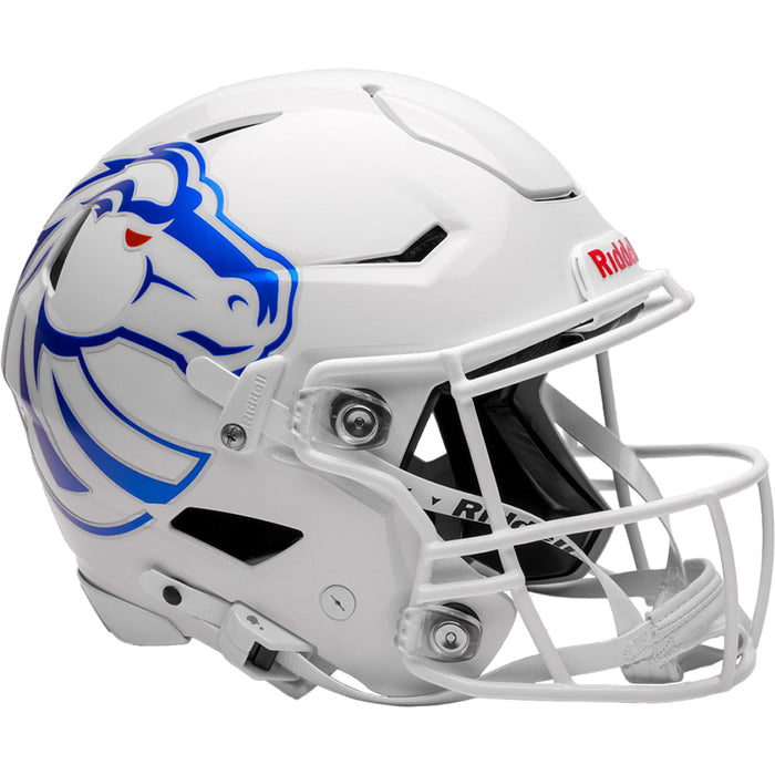 bsu football helmet Boise State Broncos White Mini Speed this authentic size display helmet is perfect for all football fans and great for autographs Boise State Broncos Authentic SpeedFlex