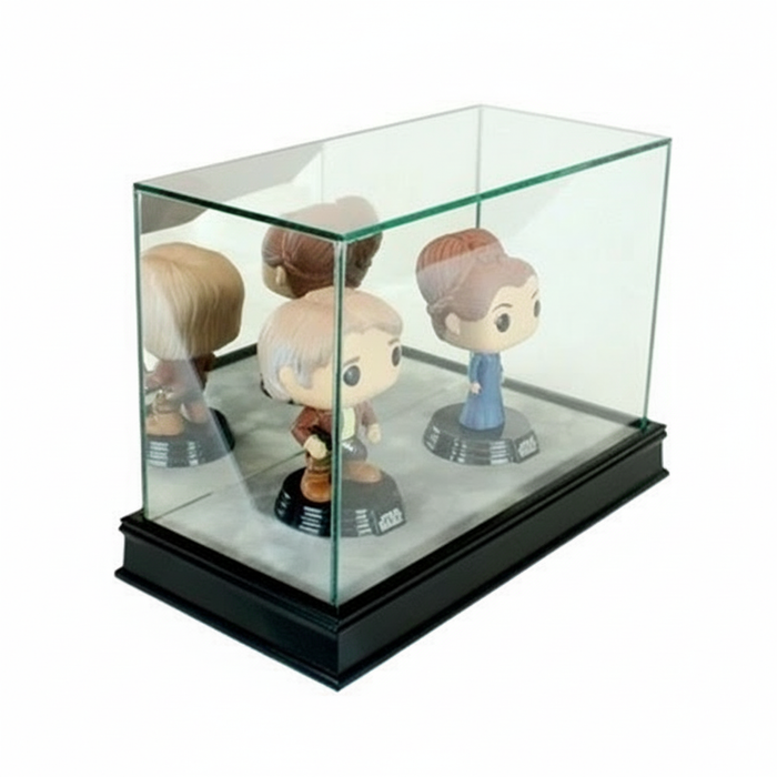 Double Funko Bobblehead Display Case – UV Glass & Hardwood Base - Game Day Treasures