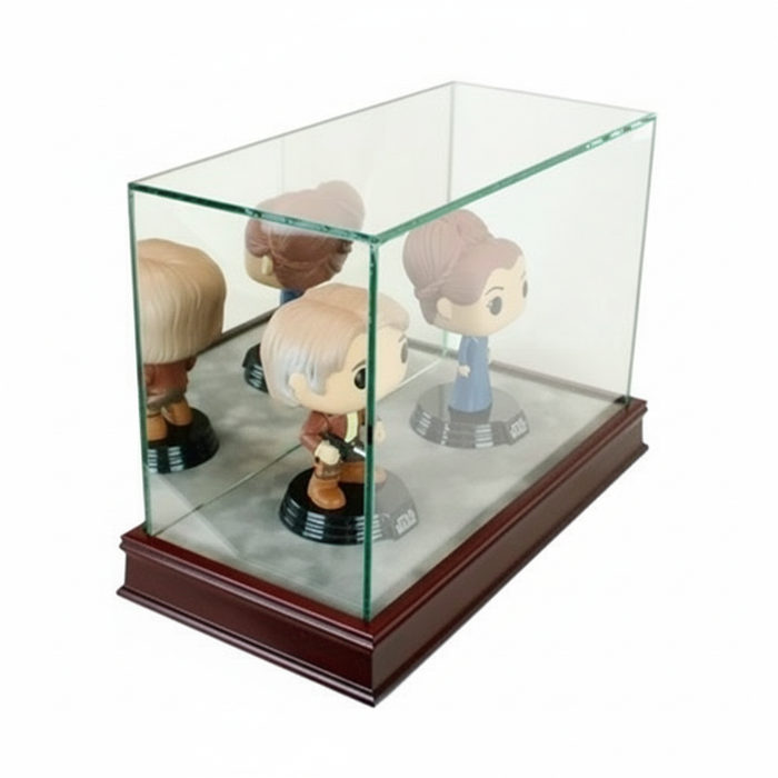 Double Funko Bobblehead Display Case – UV Glass & Hardwood Base - Game Day Treasures