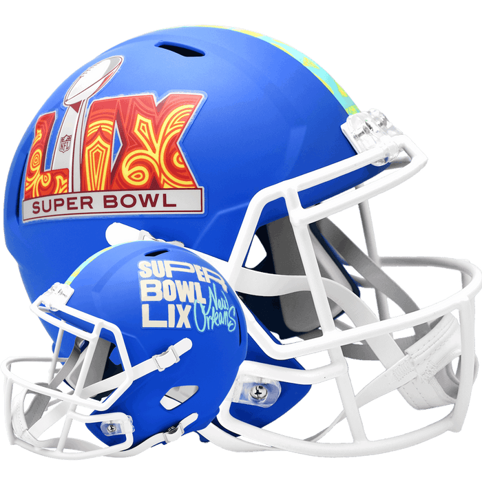 Super Bowl 59 Replica Riddell Speed Helmet - Flat Royal Blue - Game Day Treasures