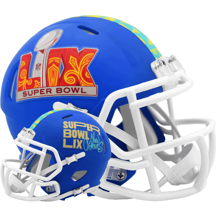 Super Bowl 59 Mini Speed Helmet - Flat Royal Blue - Game Day Treasures