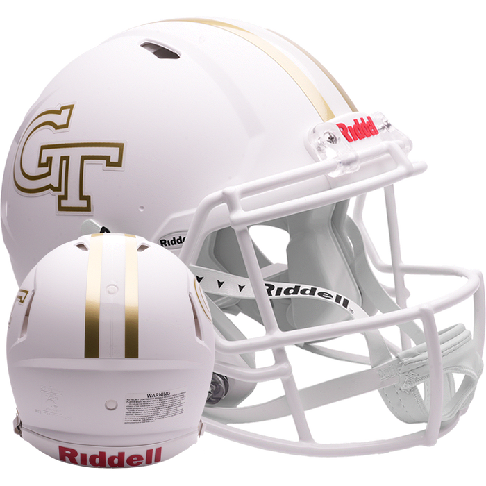 Georgia Tech Yellow Jackets Authentic Riddell Speed Helmet - Flat White