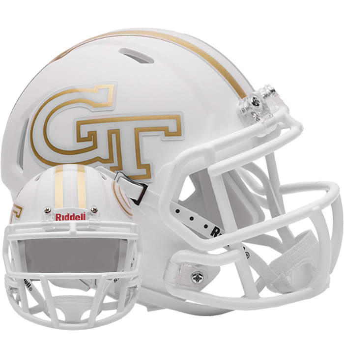 Georgia Tech Yellow Jackets Riddell Mini Speed Helmet - Flat White