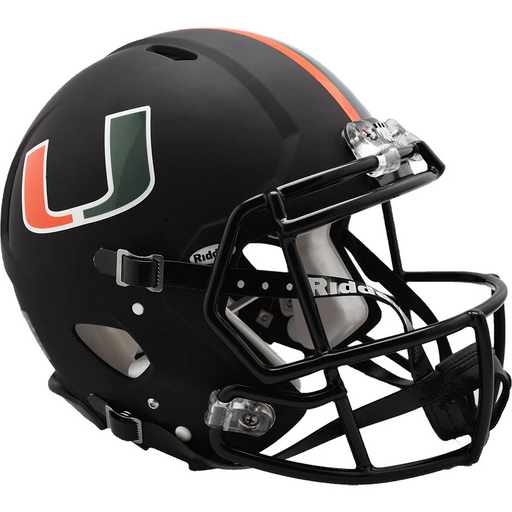 Miami Hurricanes Authentic Speed Helmet - Nights Satin Black - Game Day Treasures