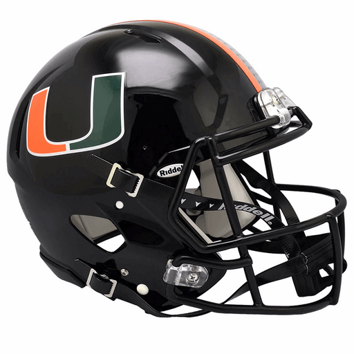 Miami Hurricanes Authentic Riddell Speed Helmet - Glossy Black - Game Day Treasures