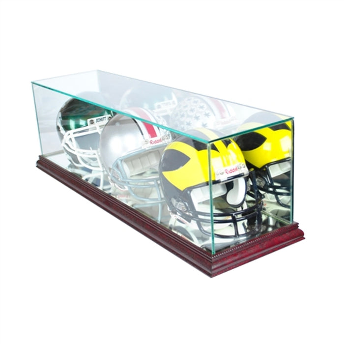 Triple Mini Helmet Display Case with Mirrors - Game Day Treasures