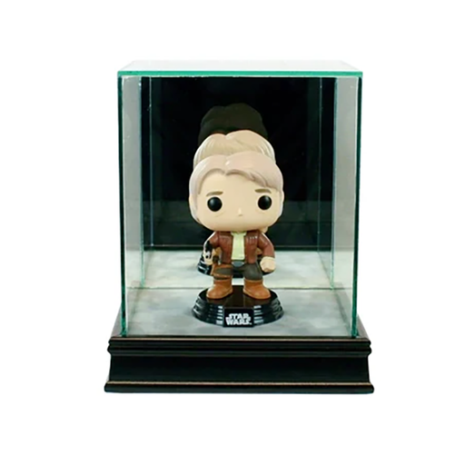 Single Funko Bobble Head Display Case - UV Glass & Hardwood Base - Game Day Treasures
