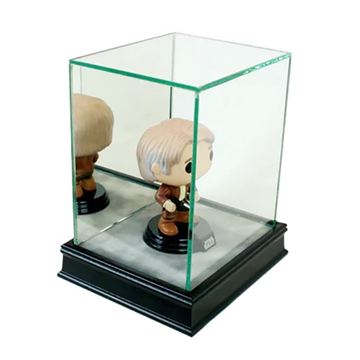 Single Funko Bobble Head Display Case - UV Glass & Hardwood Base - Game Day Treasures