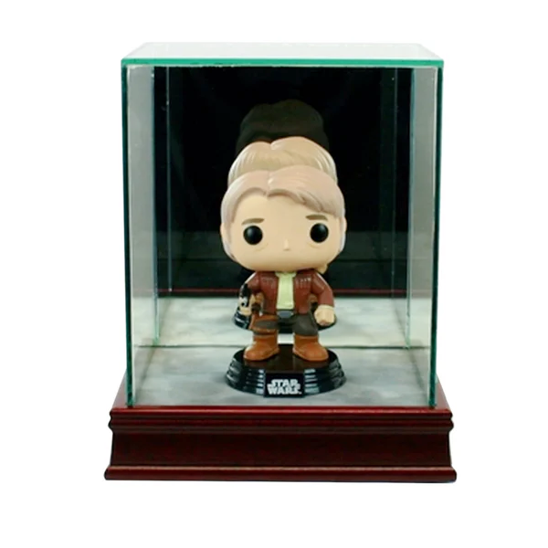 Single Funko Bobble Head Display Case - UV Glass & Hardwood Base - Game Day Treasures