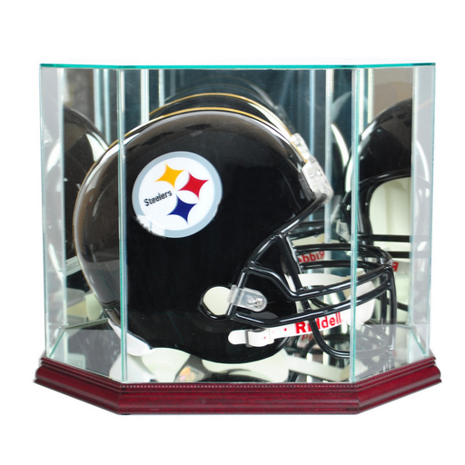 Octagon Helmet Display Case with Mirrors - Game Day Treasures