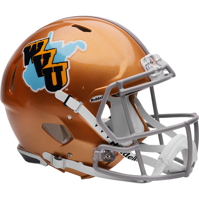 West Virginia Mountaineers Authentic Speed Helmet - Gold Throwback - Game Day Treasures