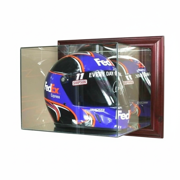 Wall Mounted Racing Helmet Display Case with Mirrors - Game Day Treasures