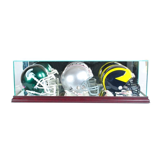 Triple Mini Helmet Display Case with Mirrors - Game Day Treasures