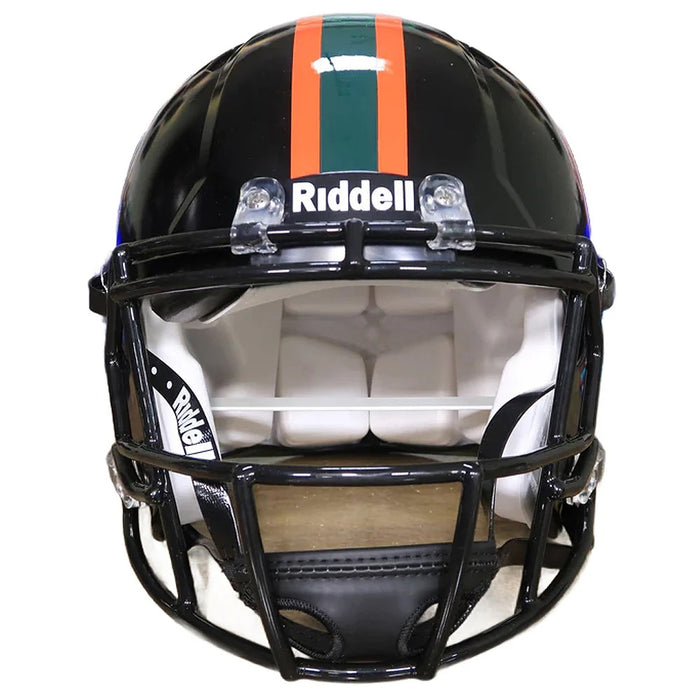 Miami Hurricanes Authentic Riddell Speed Helmet - Glossy Black - Game Day Treasures