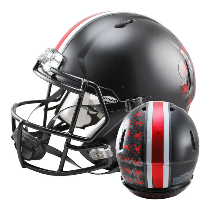 Ohio State Buckeyes Authentic Speed Helmet - Satin Black with Red Buckeyes - Game Day Treasures
