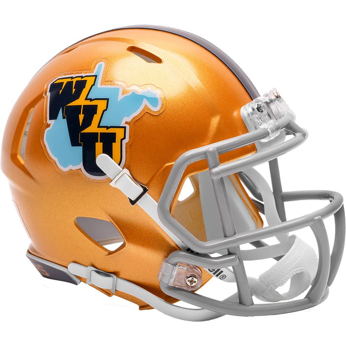 West Virginia Mountaineers Mini Speed Helmet - Gold Throwback - Game Day Treasures