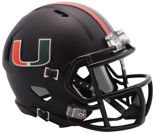 Miami Hurricanes Riddell Mini Speed Helmet - 2017 Nights Alt