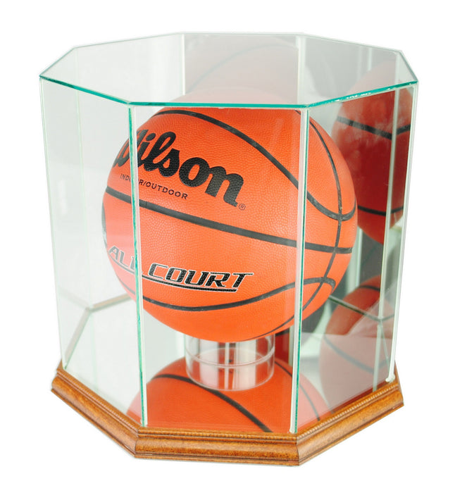 Octagon Full Size Basketball Display Case with Mirrors