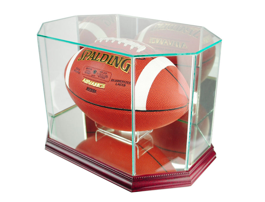 Octagon Football Display Case with Mirrors — Game Day Treasures