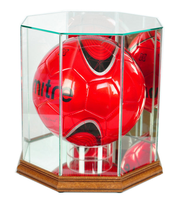 Octagon Soccer Ball Display Case with Mirrors