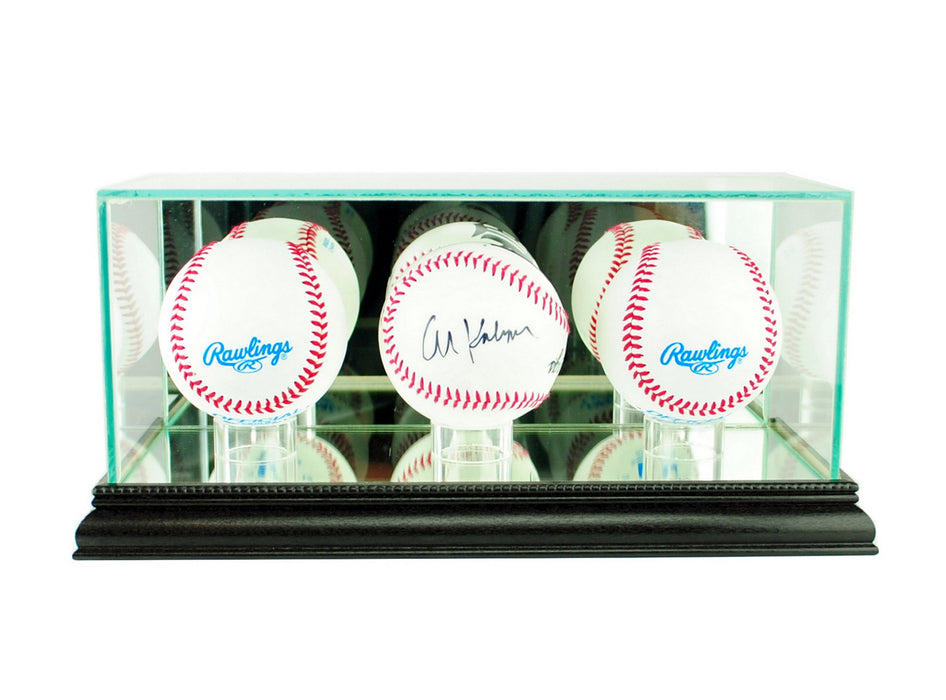 Triple Baseball Display Case with Mirrors
