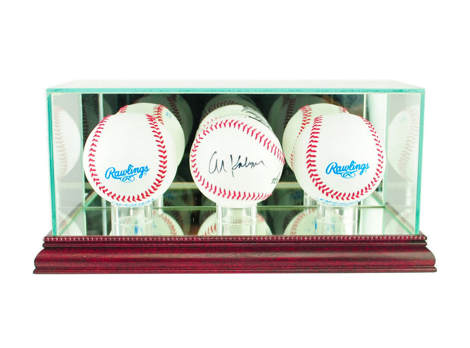 Triple Baseball Display Case with Mirrors