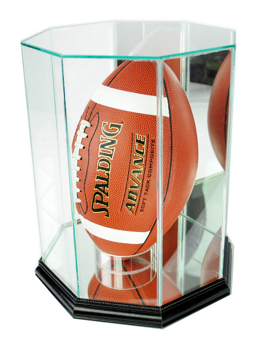 Vertical Octagon Football Display Case with Mirrors