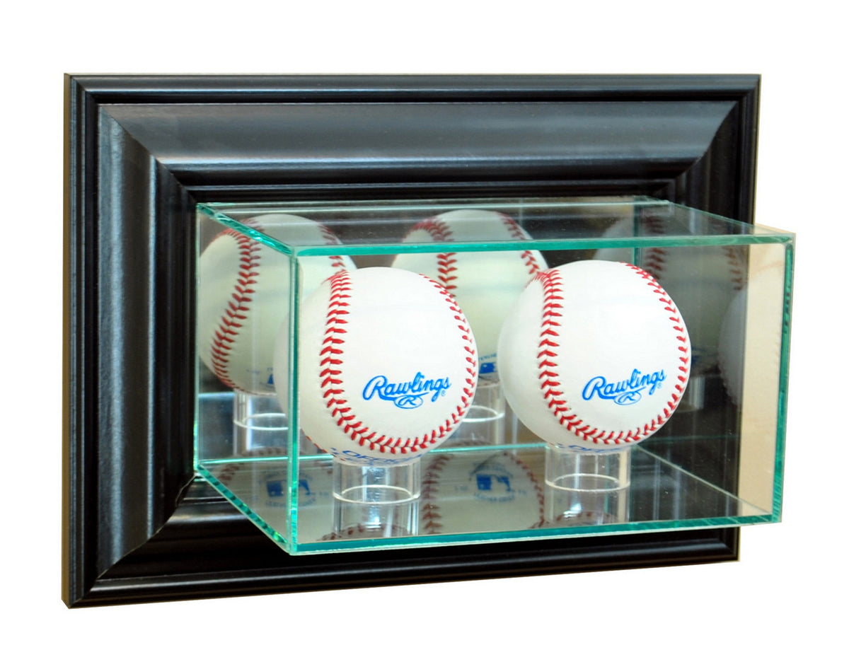 Wall Mounted Double Baseball Display Case with Mirrors — Game Day Treasures