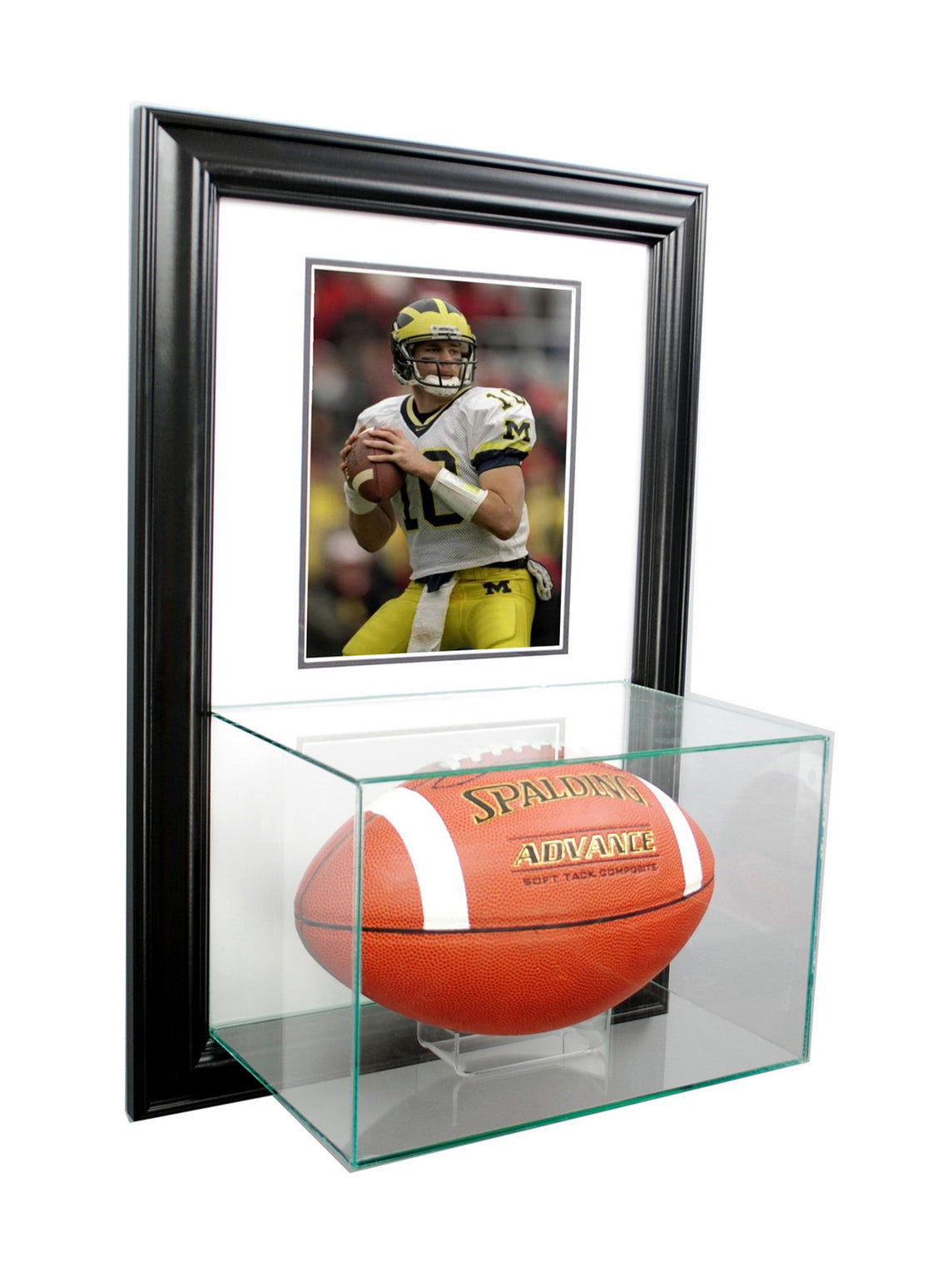 Wall Mounted Football Display Case and 8x10 Photo — Game Day Treasures