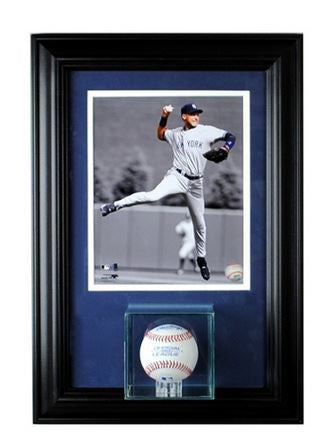 Wall Mounted Single Baseball Display Case and 8x10 Photo