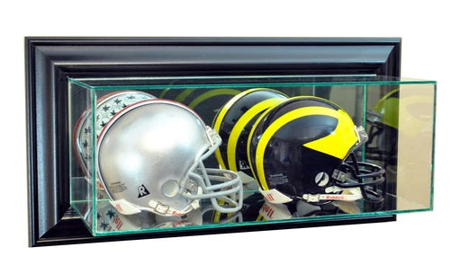 Wall Mounted Double Mini Helmet Display Case with Mirrors