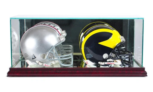 double football helmet case Double Mini Football Helmet Display Case with Mirrors
